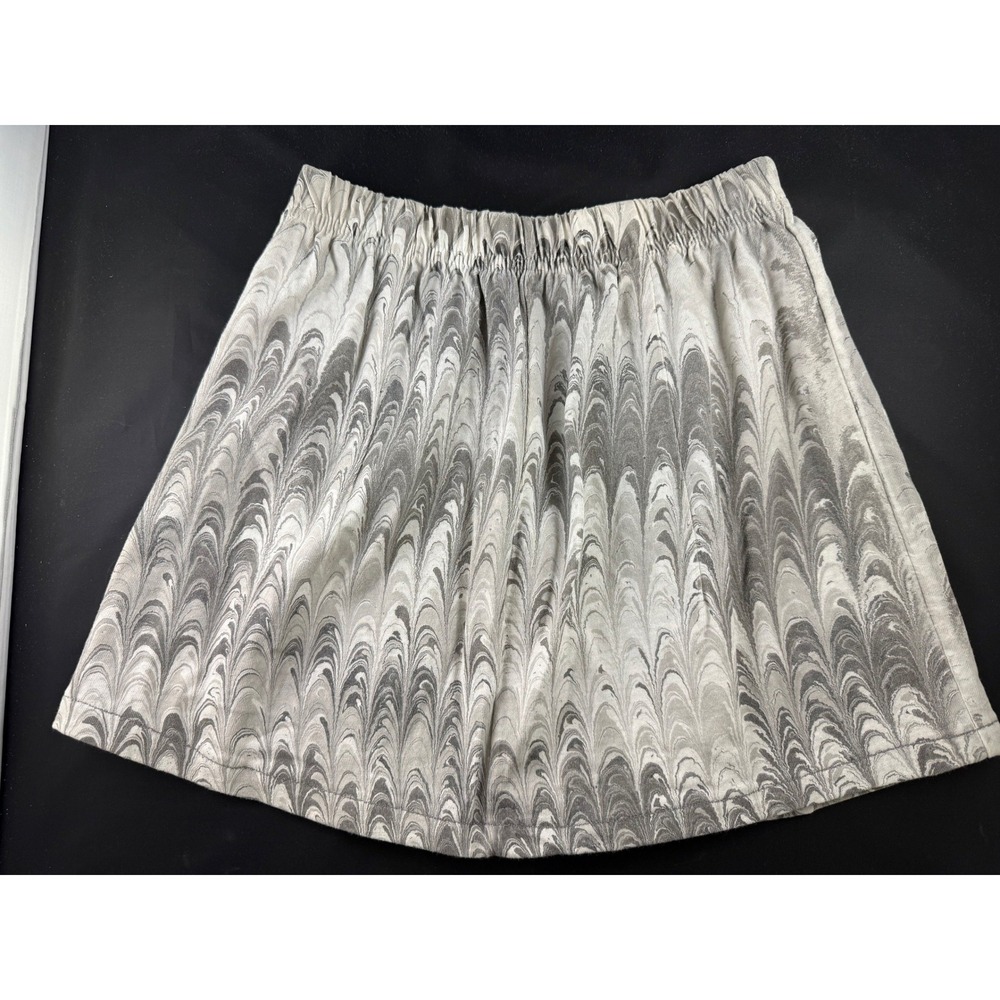 Shirleighs Marbled Art Kids Grey White Hand Marbled Cotton Skirt Size S Handmade - Picture 7 of 8